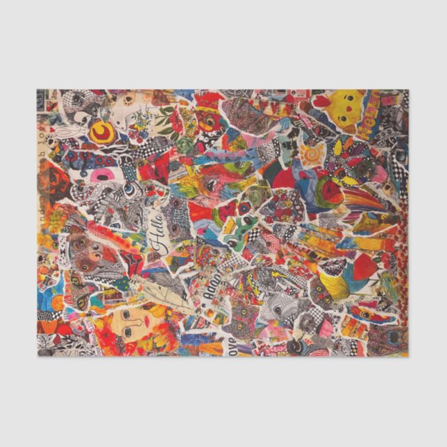 Colourful Mixed Media Pop Art Collage Tissue Paper (Front)
