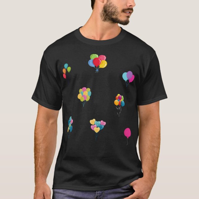 Colourful Mixed Party Balloons. Multicolor Balloon T-Shirt (Front)