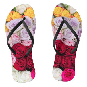 Colourful Mixed Roses Flip Flops