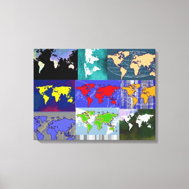 colourful mixedworld . world art-map canvas print (Front)
