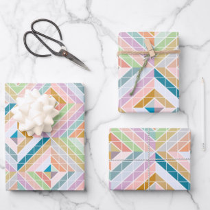 Colourful Mod Patchwork Diamonds Pattern  Wrapping Paper Sheet