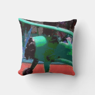 Colourful Model Plane Throw Pillow