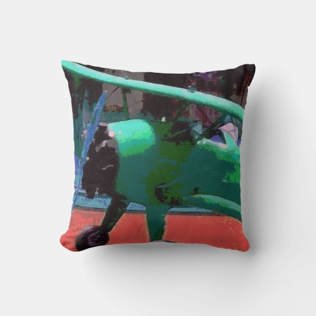 Colourful Model Plane Throw Pillow (Front)