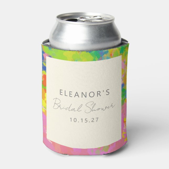 Colourful Modern Abstract Art Bridal Shower Custom Can Cooler (Can Front)