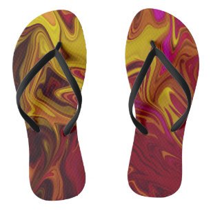 Colourful Modern Abstract Art pastel oil canvas Flip Flops