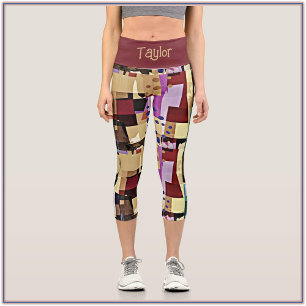 Colourful Modern Abstract Art Pattern Capri Leggings