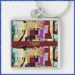 Colourful Modern Abstract Art Pattern Keychain
