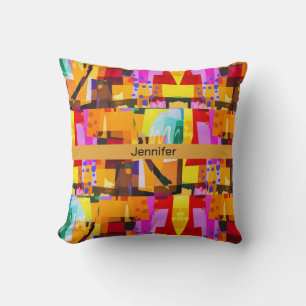 Colourful Modern Abstract Art Pattern Throw Pillow