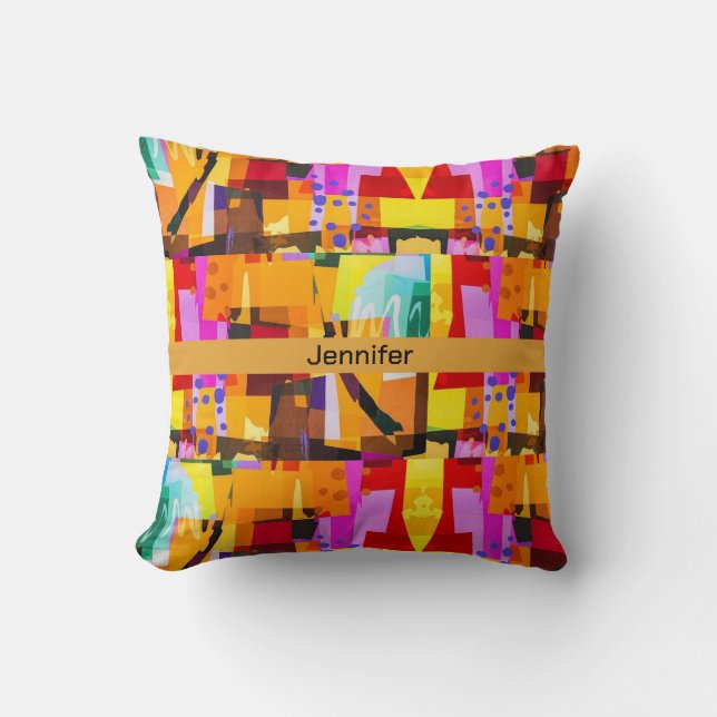 Colourful Modern Abstract Art Pattern Throw Pillow (Front)