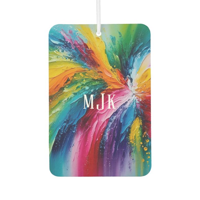 Colourful Modern Abstract Art Personalized Monogra Air Freshener (Front)