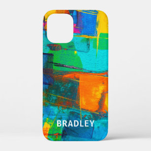 Colourful Modern Abstract Art Personalized Name iPhone 12 Mini Case