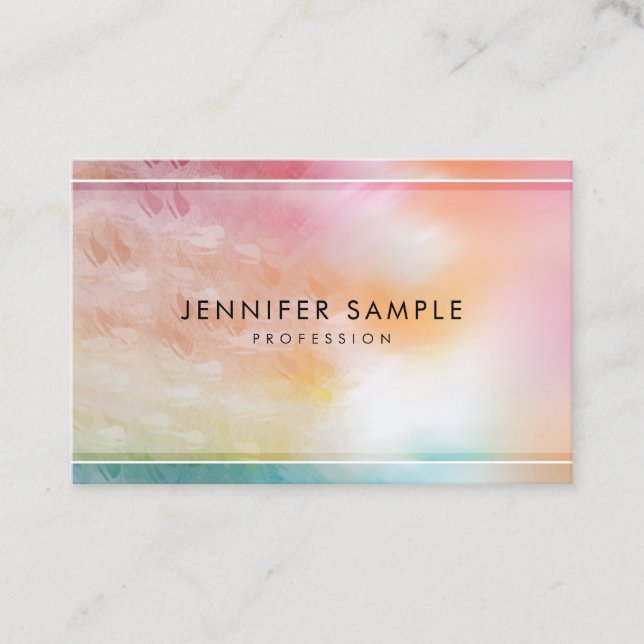 Colourful Modern Abstract Art Professional Trendy Business Card (Front)