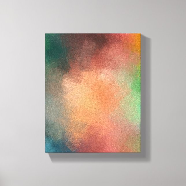 Colourful Modern Abstract Art Red Blue Green Black Canvas Print (Front)