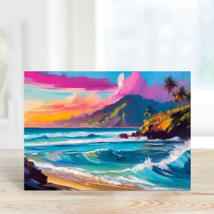 Colourful Modern Abstract Beach Landscape Card