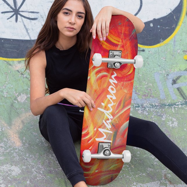 Colourful Modern Abstract Custom Personalized Name Skateboard (Creator Uploaded)