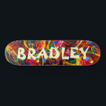 Colourful Modern Abstract Custom Personalized Name Skateboard<br><div class="desc">Colourful Modern Abstract Custom Personalized Name Skateboard features your personalized name in modern typography on a colourful abstract background. Personalize by editing the text in the text box provided. Give a custom made gift, personalized skateboard to your favourite skateboarder for Christmas, birthday or your BFF. Designed by ©Evco Studio www.zazzle.com/store/evcostudio...</div>