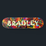 Colourful Modern Abstract Custom Personalized Name Skateboard<br><div class="desc">Colourful Modern Abstract Custom Personalized Name Skateboard features your personalized name in modern typography on a colourful abstract background. Personalize by editing the text in the text box provided. Give a custom made gift, personalized skateboard to your favourite skateboarder for Christmas, birthday or your BFF. Designed by ©Evco Studio www.zazzle.com/store/evcostudio...</div>