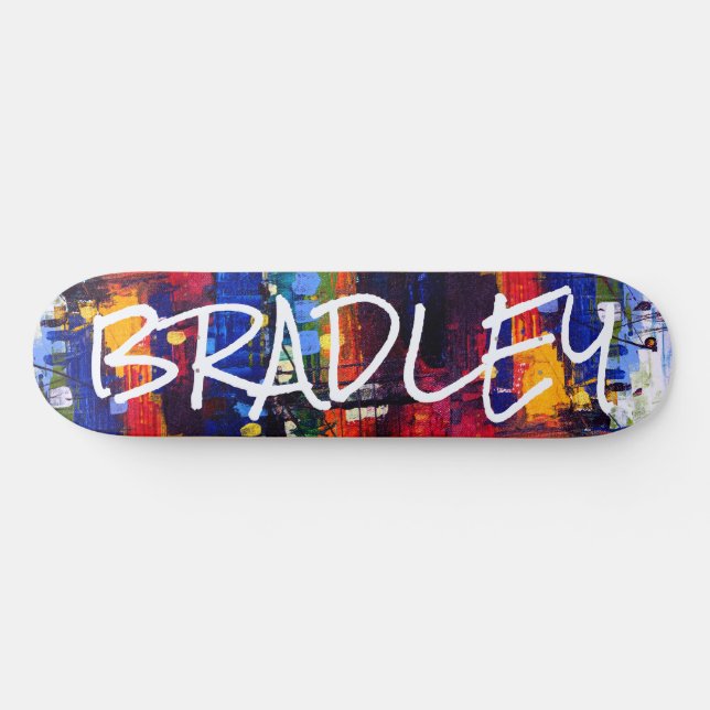 Colourful Modern Abstract Custom Personalized Name Skateboard (Horz)