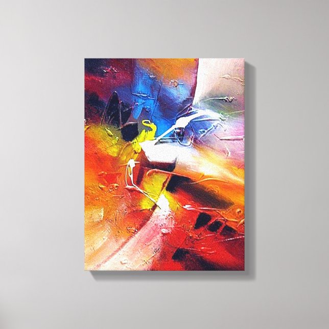 Colourful Modern Abstract Expressionist Style Art Canvas Print (Front)