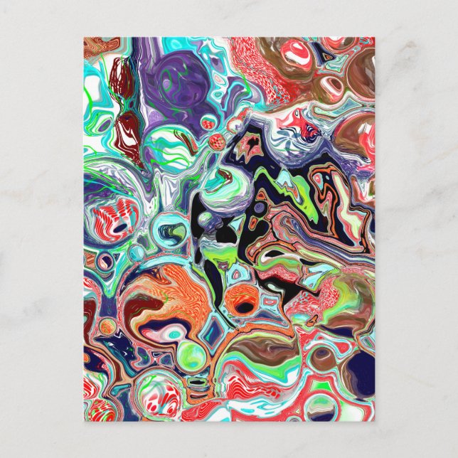 Colourful modern Abstract Fluid Art  Postcard (Front)