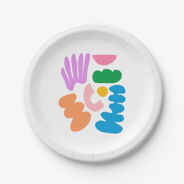 Colourful Modern Abstract Geometric Shapes Art Paper Plate (Front)