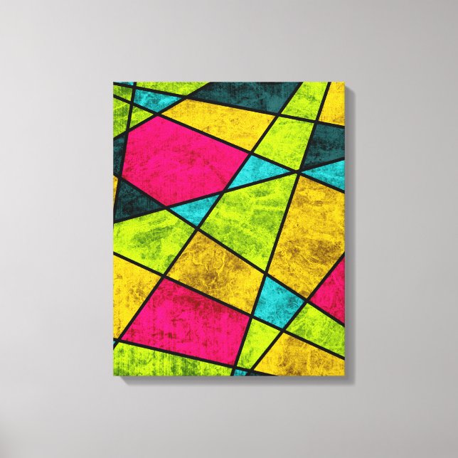 Colourful Modern Abstract geometric shapes Neon Canvas Print (Front)