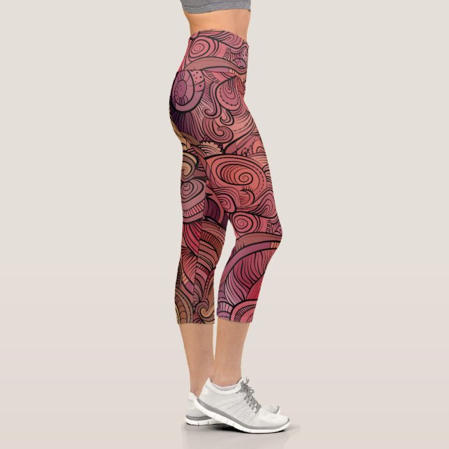 Colourful Modern Abstract Girly Pattern Capri Leggings (Right)
