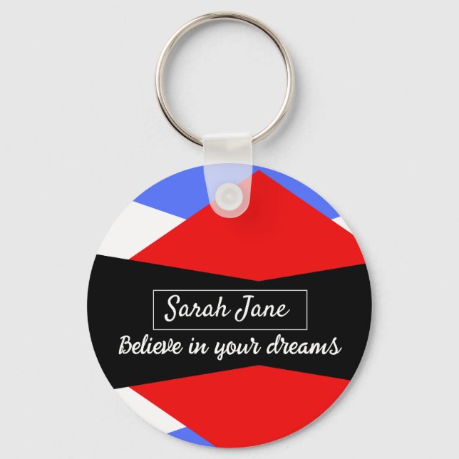 Colourful Modern Abstract | inspirational quote Keychain (Front)