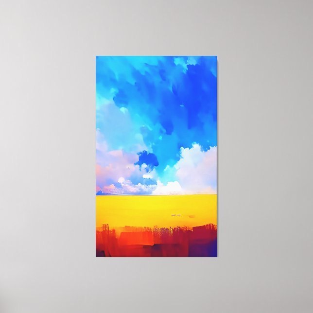 Colourful Modern Abstract Landscape Painting Art Canvas Print (Front)