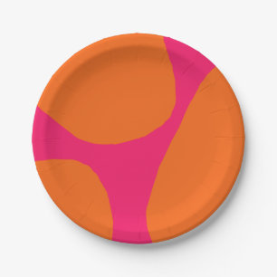 Colourful Modern Abstract Orange and Hot Pink Part Paper Plate