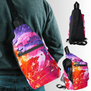 Colourful Modern Abstract Paint All-Over-Print Sling Bag