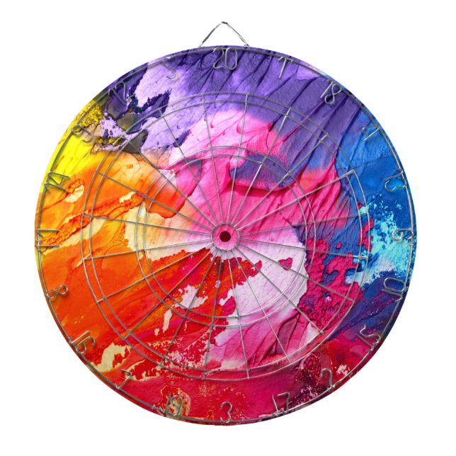 Colourful Modern Abstract Paint Dartboard (Front)