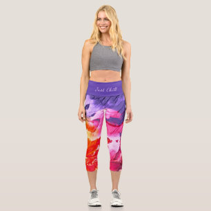 Colourful Modern Abstract Paint Just Chill Capri Leggings