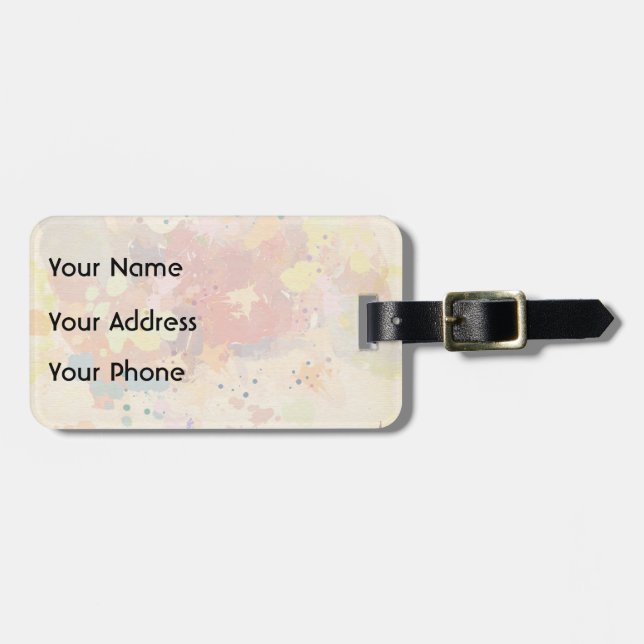 Colourful Modern Abstract Paint Splash Luggage Tag (Front Horizontal)
