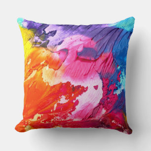 Colourful Modern Abstract Paint Throw Pillow