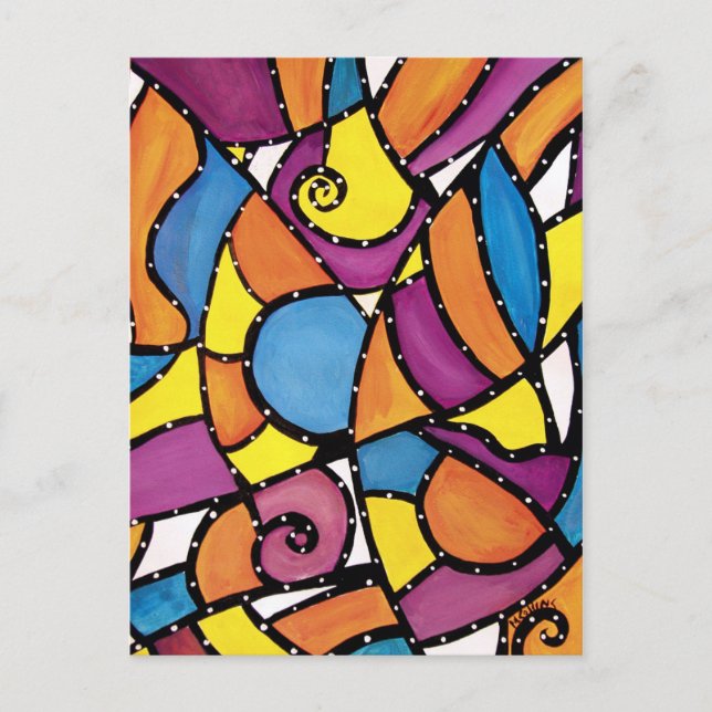 Colourful Modern Abstract Postcard (Front)