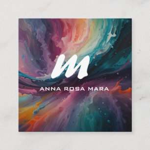 *~* Colourful Modern Abstract QR Bold AP93  Square Business Card