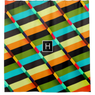 Colourful Modern Abstract Stripes & Monogram
