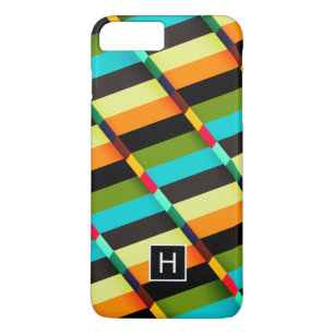 Colourful Modern Abstract Stripes & Monogram iPhone 8 Plus/7 Plus Case