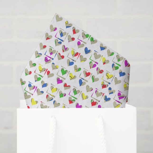 Colourful Modern Art Hearts Tissue Paper (Gift Bag)