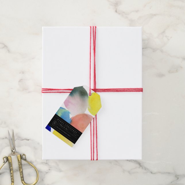 Colourful Modern Art Holiday Gift Tags (With Twine)