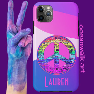 Colourful Modern Art Love and Peace Sign iPhone 11 Pro Max Case