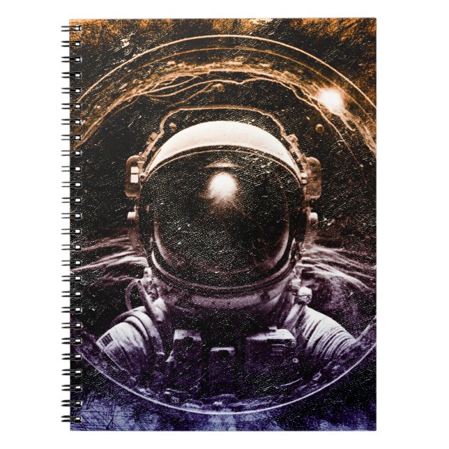 Colourful Modern Astronaut in Space Notebook (Front)