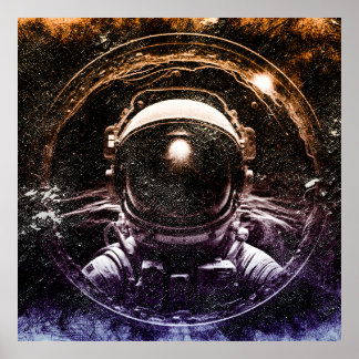 Colourful Modern Astronaut in Space Poster