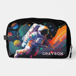 Colourful Modern Astronaut Space Personalized Name Dopp Kit