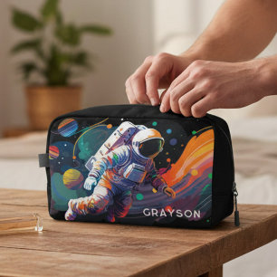 Colourful Modern Astronaut Space Personalized Name Dopp Kit