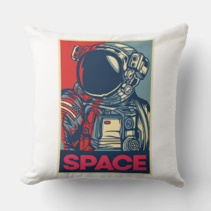 Colourful Modern Astronaut Space Throw Pillow