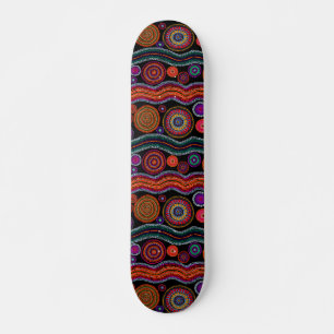Colourful Modern Australian Dot Art Tribal Pattern Skateboard