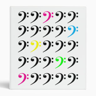 Colourful Modern Bass Clef Grid Pattern Binder