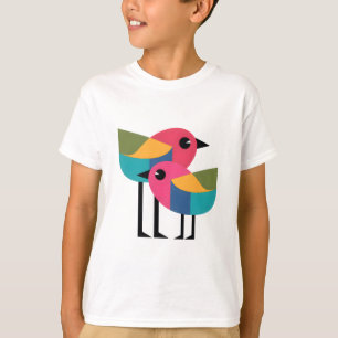 Colourful Modern Birds - Geometric Minimalist Bird T-Shirt